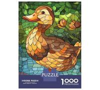 Jigsaw for Adults 1000 Pieces Stained Glass Duck in Nature Jigsaw for Adults Relax Games Analysis And Logic Unique Birthday And Xmas Gifts 70x50cm/1000pcs