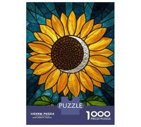 Jigsaw for Adults 1000 Pieces Stained Glass Sunflower with Moon Puzzles for Adults DIY Toys Analysis And Logic Gifts for Friends And Family 52x38cm/1000pcs