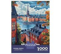 Jigsaw for Adults 1000 Pieces Stockholm Cityscape Puzzles for Adults Brain Teaser Game For Family Fun Fun at Home Activities, 52x38cm/1000pcs