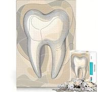 Jigsaw for Adults 1000 Pieces Subtle Beige Tooth Design, Educational Toy, But Fun And Humorous, with Matching Poster And Trivia Sheet 50x75cm