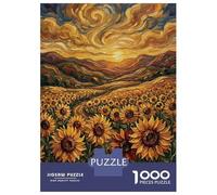 Jigsaw for Adults 1000 Pieces Sunflower Field at Sunset Painting Jigsaw for Adults Relax Games Analysis And Logic Unique Birthday And Xmas Gifts 38x26cm/1000pcs