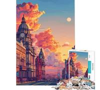 Jigsaw for Adults 1000 Pieces Sunset in Liverpool UK Fun Activities at Home Wall Art Educational Games Suitable for People Aged 14 And Above (38x52cm)