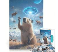 Jigsaw for Adults 1000 Pieces Surreal Capybara Cult From Future Fun Games Decompressing Intellectual Wishlist with Santa Claus 38x52cm