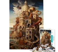 Jigsaw for Adults 1000 Pieces Surreal Steampunk Building for Birthday, Chrismas Difficult Hard Family Game Suitable for People Aged 14 And Above (38x52cm)