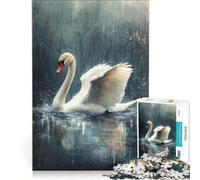 Jigsaw for Adults 1000 Pieces Swan in The Rain Practical Game Staycation Kill Time Enhance Love between Couples 50x75cm