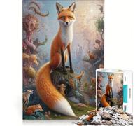 Jigsaw for Adults 1000 Pieces Tale of A Fantastical Fox Fun Games Decompressing Intellectual Wishlist with Santa Claus 38x26cm