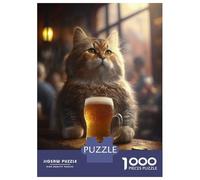 Jigsaw for Adults 1000 Pieces The Drinking Cat Puzzles for Adults Brain Teaser Game For Family Fun Fun at Home Activities, 70x50cm/1000pcs