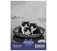 Jigsaw for Adults 1000 Pieces Three Kittens in A Lily Pad Puzzles for Adults DIY Toys Analysis And Logic Gifts for Friends And Family 52x38cm/1000pcs