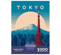 Jigsaw for Adults 1000 Pieces Tokyo Cityscape with Mount Fuji Jigsaw for Adults Relax Games Analysis And Logic Unique Birthday And Xmas Gifts 52x38cm/1000pcs