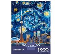 Jigsaw for Adults 1000 Pieces Toronto Canada Starry Night Style Art Adult Jigsaw Puzzle Anti-Stress Toys Presents for Women Challenging Game Gifts 38x26cm/1000pcs