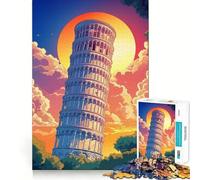 Jigsaw for Adults 1000 Pieces Tower of Pisa Sunset Italy Exact Edge Art Brain Boosting Play Quiet Play Game Birthday Art Play (50x75cm)