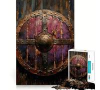 Jigsaw for Adults 1000 Pieces Traditional Viking Shield Exact Edge Art Brain Boosting Play Quiet Play Game Birthday Art Play(38x26cm)