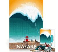 Jigsaw for Adults 1000 Pieces Travel to Nazare Exact Edge Art Brain Boosting Play Quiet Play Game Birthday Art Play (38x52cm)