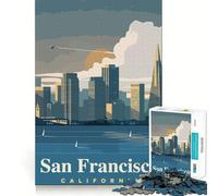 Jigsaw for Adults 1000 Pieces Travel to San Francisco Exact Edge Art Brain Boosting Play Quiet Play Game Birthday Art Play (50x75cm)