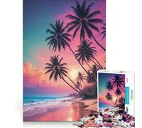 Jigsaw for Adults 1000 Pieces Tropical Beach Sunset with Palm Trees, Toy Wall Decor, Parent-child Interaction, Unique Birthday And Gifts 38x26cm