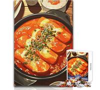 Jigsaw for Adults 1000 Pieces Tteokbokki Illustration with Toppings And Side Dishes Family Fun & Game Night Precision Cutting Gift For Birthdays Size 38x26cm