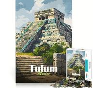 Jigsaw for Adults 1000 Pieces Tulum Mayan Ruins Exact Edge Art Brain Boosting Play Quiet Play Game Birthday Art Play (50x75cm)