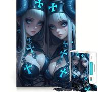 Jigsaw for Adults 1000 Pieces Twin Angels with Crosses Exact Edge Art Brain Boosting Play Quiet Play Game Birthday Art Play(38x26cm)