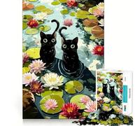 Jigsaw for Adults 1000 Pieces Two Black Cats Exact Edge Art Brain Boosting Play Quiet Play Game Birthday Art Play (50x75cm)