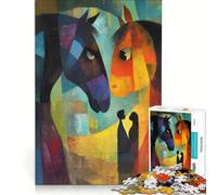 Jigsaw for Adults 1000 Pieces Two People And Horses Standing, Educational Toy