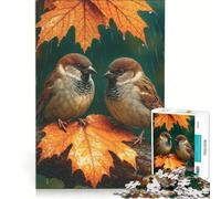 Jigsaw for Adults 1000 Pieces Two Sparrow Birds on A Rainy Autumn Day(1200)(7DFA4), Educational Toy