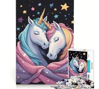 Jigsaw for Adults 1000 Pieces Two Unicorns Embracing in Starry Night(1200)(59B22), Educational Toy