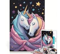 Jigsaw for Adults 1000 Pieces Two Unicorns Embracing in Starry Night(1200)(59B22), Educational Toy