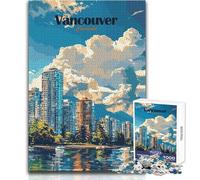 Jigsaw for Adults 1000 Pieces Vancouver Skyline Family Fun & Game Night Precision Cutting Gift For Birthdays Size 38x26cm
