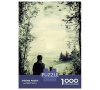 Jigsaw for Adults 1000 Pieces Vintage Solitude - Man And Dog in Tranquil Nature Puzzles for Adults DIY Toys Analysis And Logic Gifts for Friends And Family 38x26cm/1000pcs