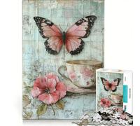 Jigsaw for Adults 1000 Pieces Vintage Teacup Butterfly Practical Game But Fun And Humorous Artists' Collection Fine Arts 50x75cm