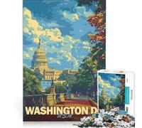 Jigsaw for Adults 1000 Pieces Washington DC Vintage Poster Practical Game But Fun And Humorous Artists' Collection Fine Arts 38x52cm