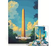 Jigsaw for Adults 1000 Pieces Washington Monument Poster Practical Game Staycation Kill Time Enhance Love between Couples 38x52cm