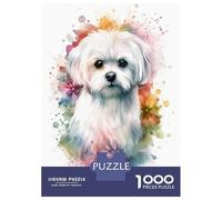 Jigsaw for Adults 1000 Pieces Watercolor Maltese Dog Puzzles for Adults Brain Teaser Game For Family Fun Fun at Home Activities, 70x50cm/1000pcs