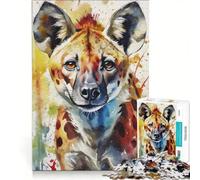 Jigsaw for Adults 1000 Pieces Watercolor Painted Hyena Practical Game Staycation Kill Time Enhance Love between Couples 50x75cm