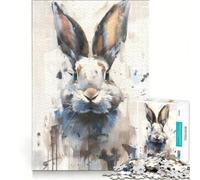 Jigsaw for Adults 1000 Pieces Watercolor Rabbit Bunny Practical Game Staycation Kill Time Enhance Love between Couples 38x26cm