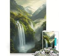 Jigsaw for Adults 1000 Pieces Waterfall in Lush Valley Practical Game Staycation Kill Time Enhance Love between Couples 50x75cm