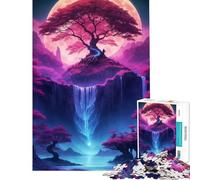 Jigsaw for Adults 1000 Pieces Waterfall Tree Japan Neon Fun Activities at Home Staycation Kill Time Fun Games for And from 14 Years And over (50x75cm)