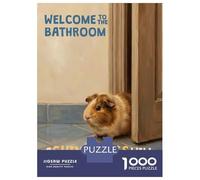 Jigsaw for Adults 1000 Pieces Welcome to The Bathroom Guinea Pig Puzzles for Adults Hands-on Game Analysis And Logic Unique Birthday And Xmas Gifts 52x38cm/1000pcs