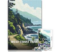 Jigsaw for Adults 1000 Pieces West Coast Trail Canada Landscape Art Family Fun & Game Night Precision Cutting Gift For Birthdays Size 50x75cm