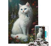 Jigsaw for Adults 1000 Pieces Whiskered Serenity in Bloom - Puzzles for Adults Toy Wall Decor Precision Cutting Christmas Birthday Gifts (size 38x52cm)
