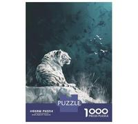 Jigsaw for Adults 1000 Pieces White Tiger on Rock Puzzles for Adults Hands-on Game Analysis And Logic Unique Birthday And Xmas Gifts 38x26cm/1000pcs