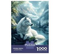 Jigsaw for Adults 1000 Pieces White Wolf by The Lake Puzzles for Adults DIY Toys Analysis And Logic Gifts for Friends And Family 52x38cm/1000pcs