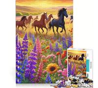 Jigsaw for Adults 1000 Pieces Wildflowers Wild Horses(1200)(00F4C), Educational Toy