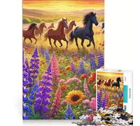 Jigsaw for Adults 1000 Pieces Wildflowers Wild Horses(1200)(00F4C), Educational Toy