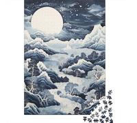 Jigsaw for Adults 1000 Pieces Winter Moonlit Landscape Puzzles for Adults Brain Teaser Game For Family Fun Fun at Home Activities, 52x38cm/1000pcs