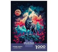 Jigsaw for Adults 1000 Pieces Wolf On Full Mooo Puzzles for Adults DIY Toys Analysis And Logic Gifts for Friends And Family 70x50cm/1000pcs