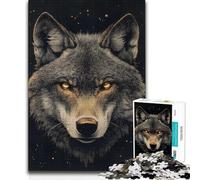 Jigsaw for Adults 1000 Pieces Wolf with Glowing Eyes Educational Games Difficult Challenge Secret Santa Gifts (size 38x52cm)