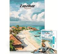 Jigsaw for Adults 1000 Pieces Zanzibar Beach Scene Exact Edge Art Brain Boosting Play Quiet Play Game Birthday Art Play(38x26cm)