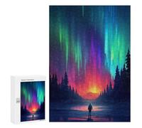 Jigsaw for Adults 300 PCS Aurora Borealis Night Scene Jigsaw Puzzles for Adults Analysis And Logic Train Your Brain And Hands Toy Intellectual Game 300 PCS