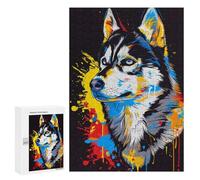 Jigsaw for Adults 300 PCS Colorful Husky Art Print-2 Jigsaw Puzzles for Adults Analysis And Logic Train Your Brain And Hands Toy Intellectual Game 300 PCS